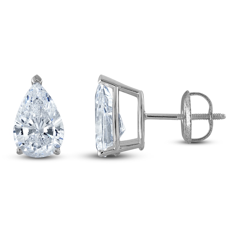 Main Image 1 of Pear-Shaped Lab-Grown Diamond Solitaire Stud Earrings 1-1/2 ct tw 14K White Gold (F/SI2)