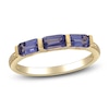 Thumbnail Image 0 of Rectangle-Cut Natural Tanzanite & Diamond Ring 1/20 ct tw 10K Yellow Gold