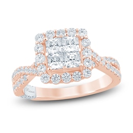 Pnina Tornai Princess-Cut Diamond Quad Engagement Ring 1-3/4 ct tw 14K Rose Gold