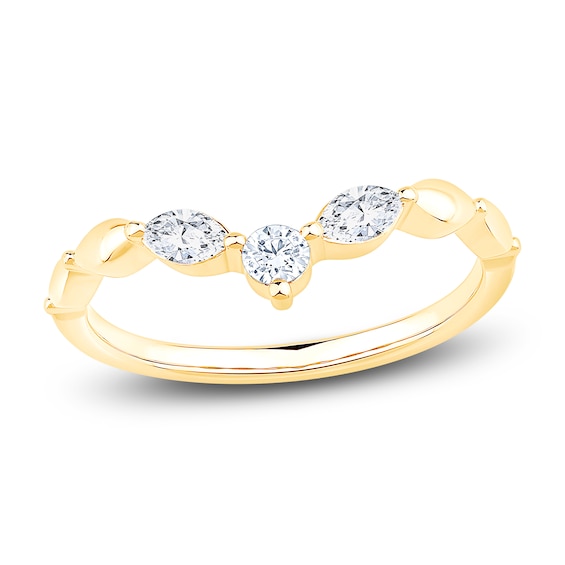 Jared Signature&nbsp;Round & Marquise-Cut Diamond Contour Ring 1/4 ct tw 14K Yellow Gold
