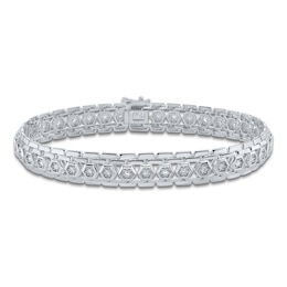Men's Diamond Hexagon Link Bracelet 1 ct tw Sterling Silver 8.5"