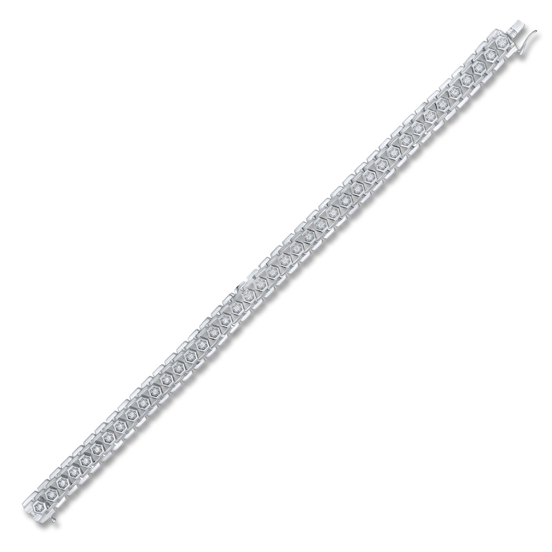 Main Image 2 of Men's Diamond Hexagon Link Bracelet 1 ct tw Sterling Silver 8.5"