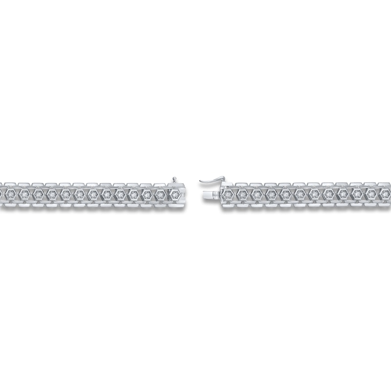 Main Image 3 of Men's Diamond Hexagon Link Bracelet 1 ct tw Sterling Silver 8.5"
