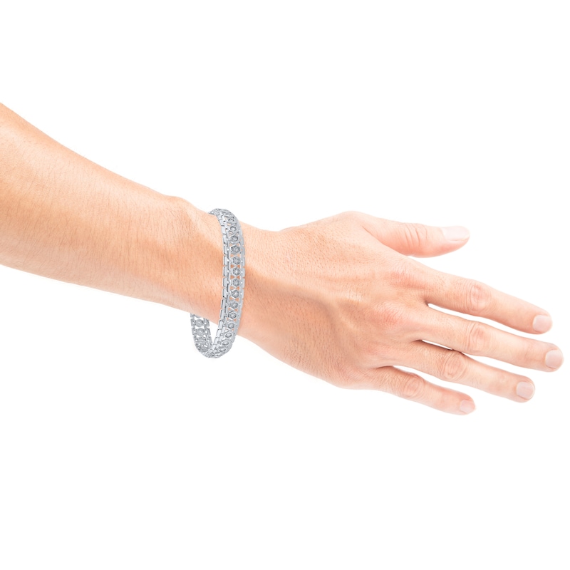 Main Image 4 of Men's Diamond Hexagon Link Bracelet 1 ct tw Sterling Silver 8.5"