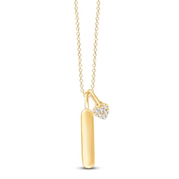 Children's Diamond Heart & Bar Charm Necklace 14K Yellow Gold 13"