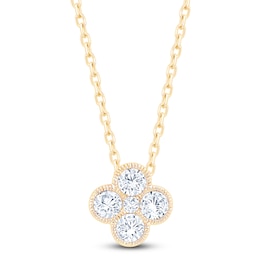 Diamond Clover Necklace 3/8 ct tw 10K Yellow Gold 18"