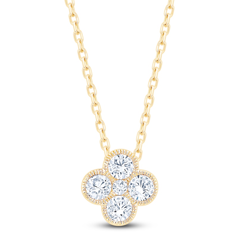 Main Image 1 of Diamond Clover Necklace 3/8 ct tw 10K Yellow Gold 18"