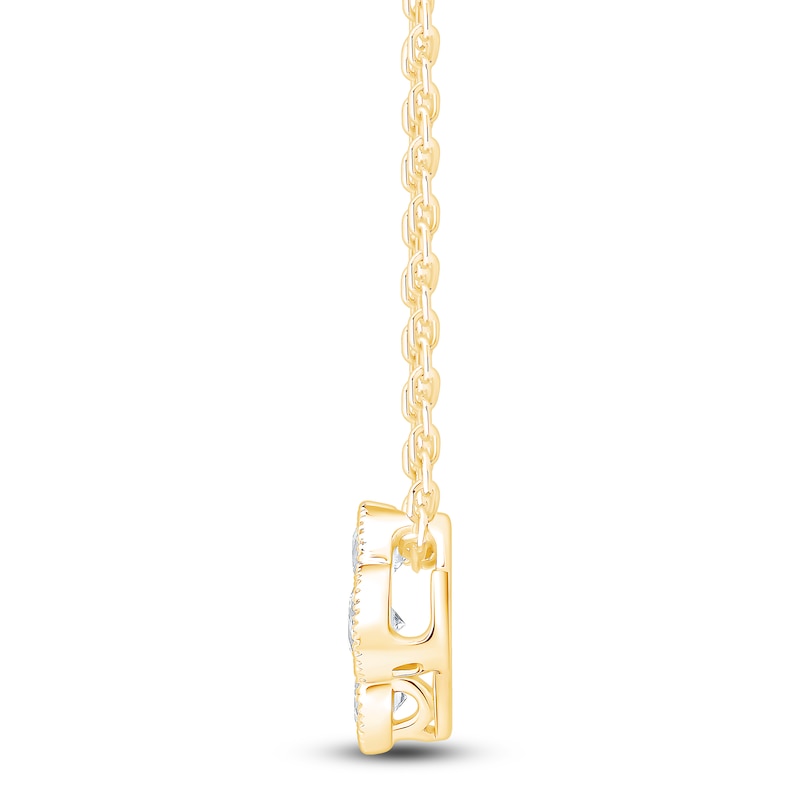 Main Image 2 of Diamond Clover Necklace 3/8 ct tw 10K Yellow Gold 18"