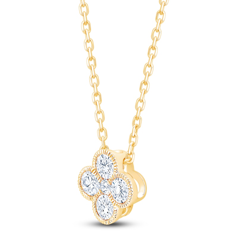 Main Image 3 of Diamond Clover Necklace 3/8 ct tw 10K Yellow Gold 18"