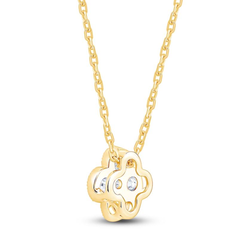 Main Image 4 of Diamond Clover Necklace 3/8 ct tw 10K Yellow Gold 18"