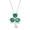 Thumbnail Image 1 of Heart-Shaped Lab-Created Emerald & White Lab-Created Sapphire Necklace Sterling Silver 18"