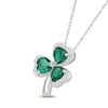 Thumbnail Image 2 of Heart-Shaped Lab-Created Emerald & White Lab-Created Sapphire Necklace Sterling Silver 18"