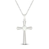 Thumbnail Image 1 of Oval-Cut Lab-Created Opal Cross Necklace Sterling Silver 18"