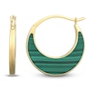 Thumbnail Image 1 of Half-Moon Natural Malachite Hoop Earrings 14K Yellow Gold