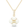 Thumbnail Image 1 of Cultured Pearl & Diamond Quad Necklace 1/20 ct tw 14K Yellow Gold 18"