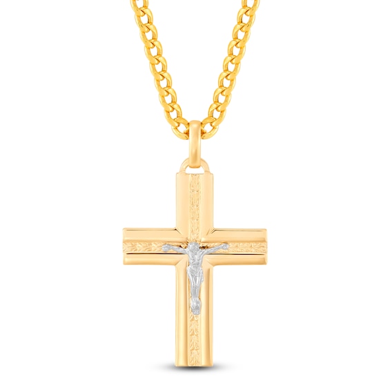 Men's Crucifix Necklace 10K Yellow Gold 22"