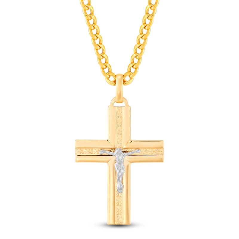 Main Image 1 of Men's Crucifix Necklace 10K Two-Tone Gold 22"