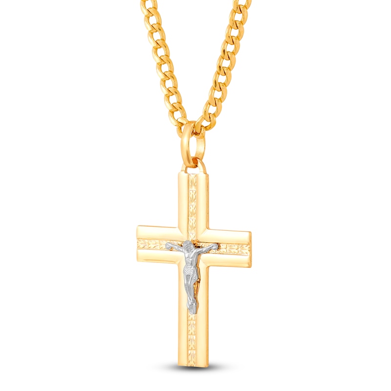 Main Image 2 of Men's Crucifix Necklace 10K Two-Tone Gold 22"