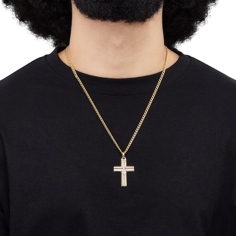 Main Image 5 of Men's Crucifix Necklace 10K Two-Tone Gold 22"