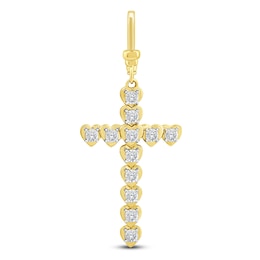 Charm'd by Lulu Frost Diamond Hearts Cross Charm 1/3 ct tw 10K Yellow Gold