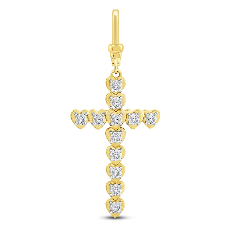 Main Image 1 of Charm'd by Lulu Frost Diamond Hearts Cross Charm 1/3 ct tw 10K Yellow Gold