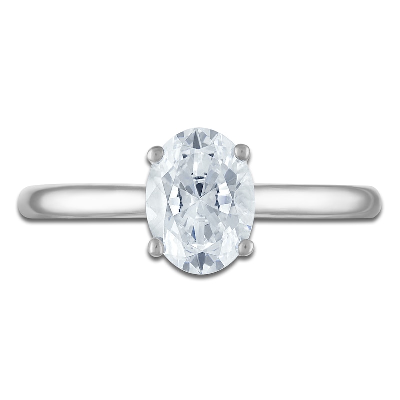 Main Image 3 of Oval-Cut Lab-Grown Diamond Solitaire Plus Engagement Ring 1 ct tw Platinum (VS2/F)
