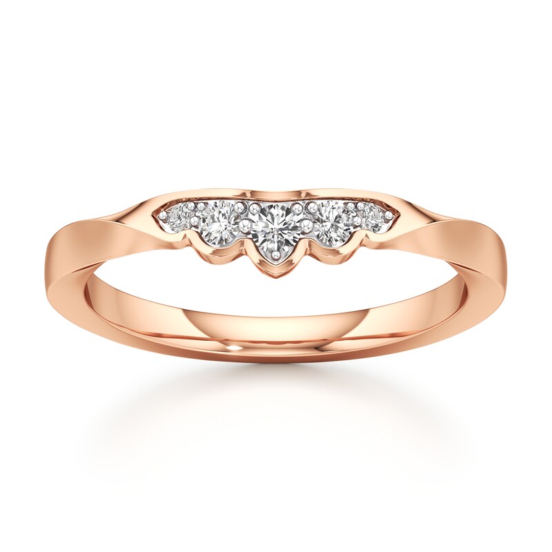 Main Image 1 of J'Lure Lab-Grown Diamond Scalloped Wedding Band 1/8 ct tw 18K Rose Gold