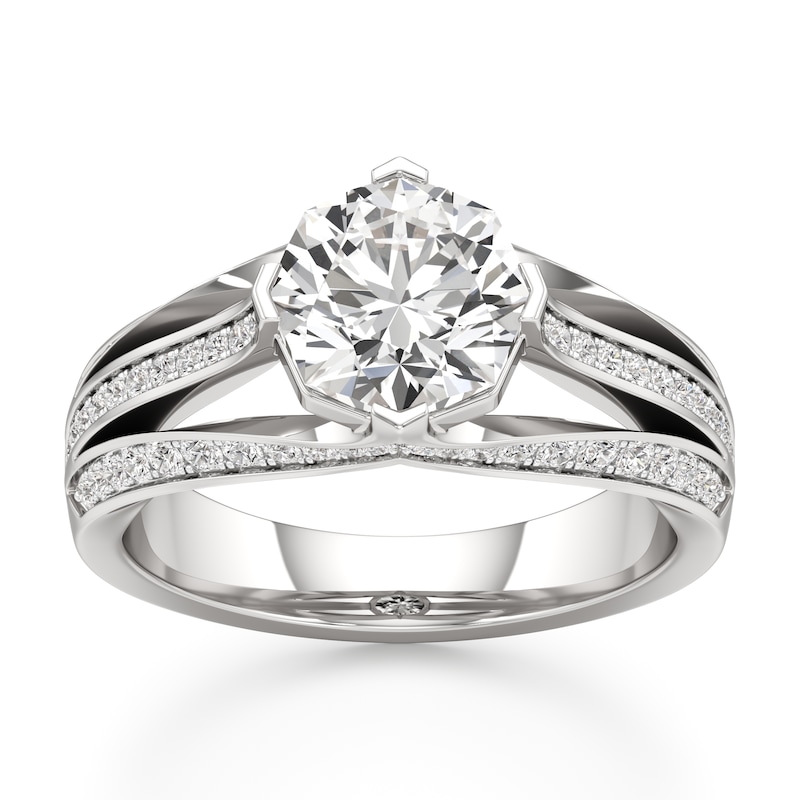 Main Image 1 of J'Lure Lab-Grown Diamond Octagon Brilliant-Cut Engagement Ring 2-3/8 ct tw 18K White Gold