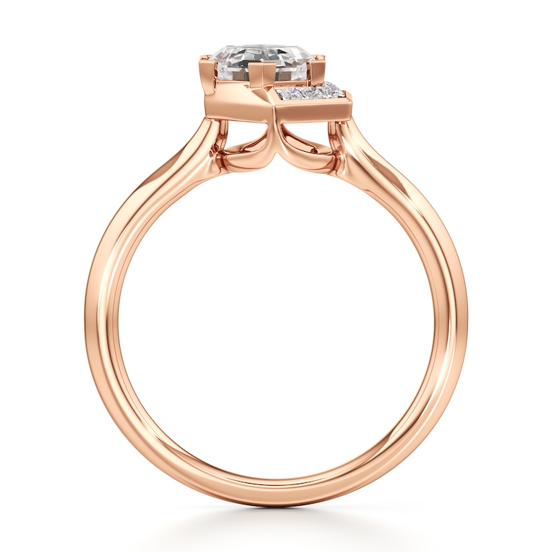 Main Image 2 of J'Lure Hexagon Step-Cut Lab-Grown Diamond Half-Halo Engagement Ring 1 ct tw 18K Rose Gold