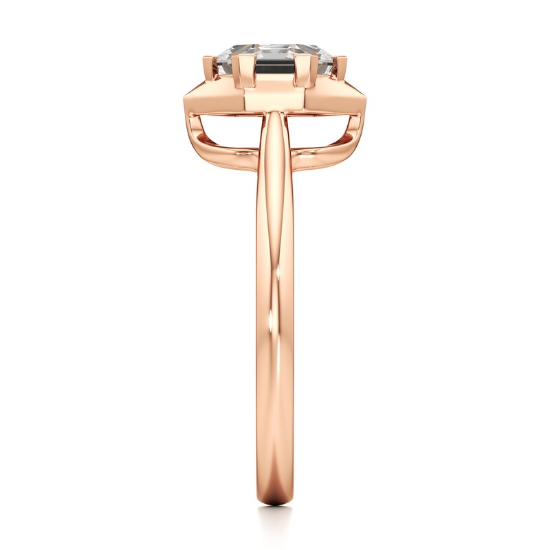 Main Image 3 of J'Lure Hexagon Step-Cut Lab-Grown Diamond Half-Halo Engagement Ring 1 ct tw 18K Rose Gold