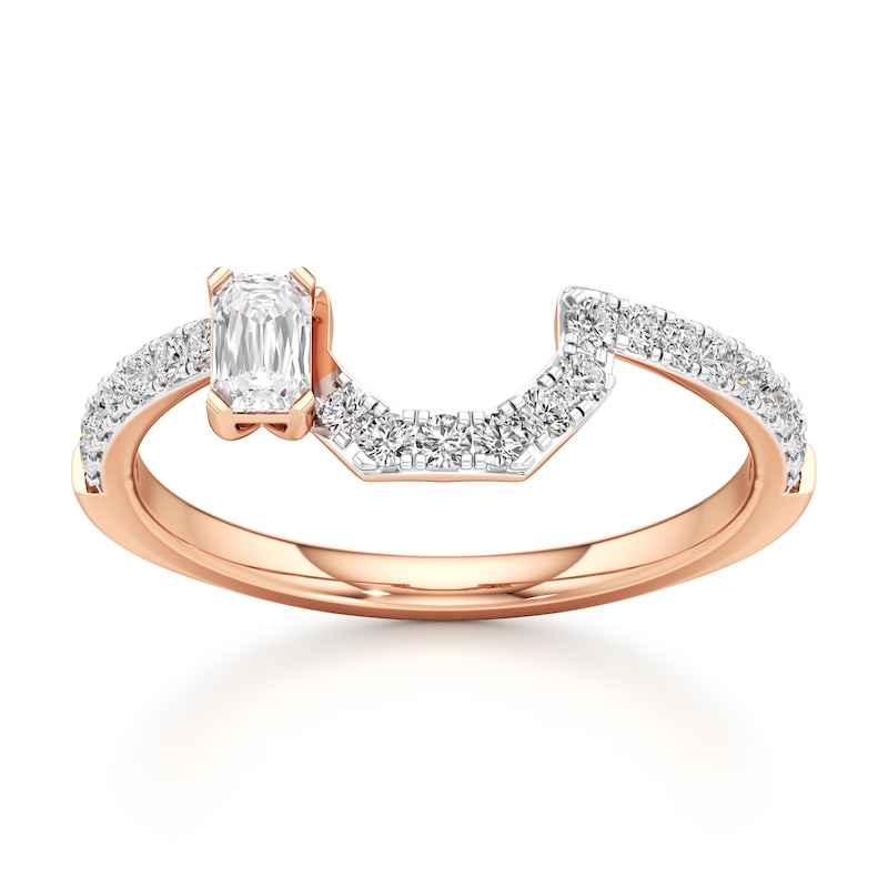 Main Image 1 of J'Lure Imperial-Emerald Step-Cut Lab-Grown Diamond Contour Wedding Band 3/8 ct tw 18K Rose Gold