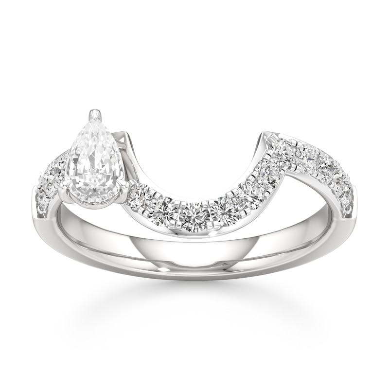 Main Image 1 of J'Lure Pear Step-Cut Lab-Grown Diamond Contour Wedding Band 3/4 ct tw 18K White Gold