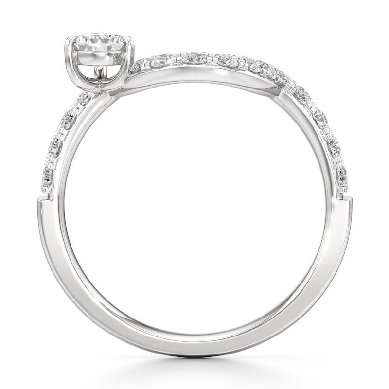 Main Image 2 of J'Lure Pear Step-Cut Lab-Grown Diamond Contour Wedding Band 3/4 ct tw 18K White Gold