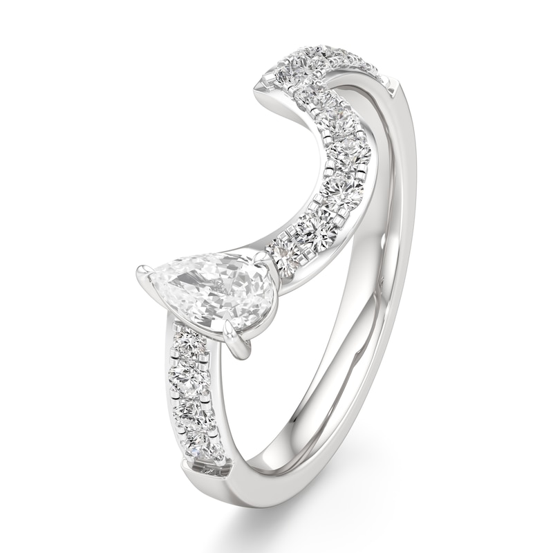 Main Image 4 of J'Lure Pear Step-Cut Lab-Grown Diamond Contour Wedding Band 3/4 ct tw 18K White Gold