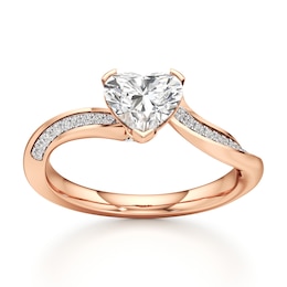 J'Lure Heart Brilliant-Cut Lab-Grown Diamond Bypass Engagement Ring 1-1/8 ct tw 18K Rose Gold