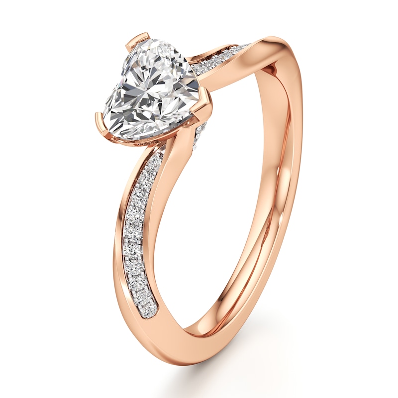 Main Image 4 of J'Lure Heart Brilliant-Cut Lab-Grown Diamond Bypass Engagement Ring 1-1/8 ct tw 18K Rose Gold