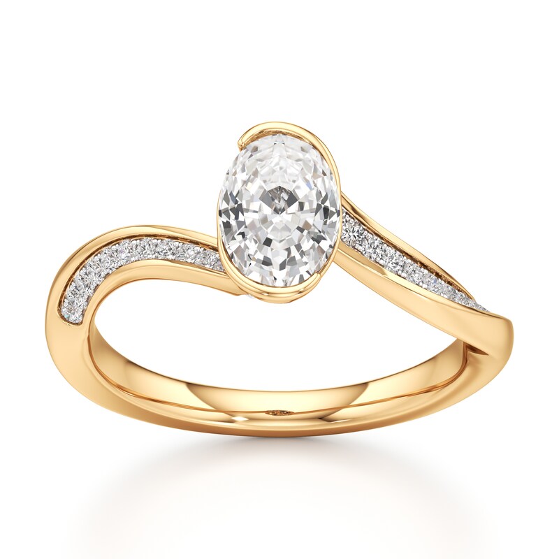 Main Image 1 of J'Lure Oval Step-Cut Lab-Grown Diamond Bypass Engagement Ring 1-1/6 ct tw 18K Yellow Gold