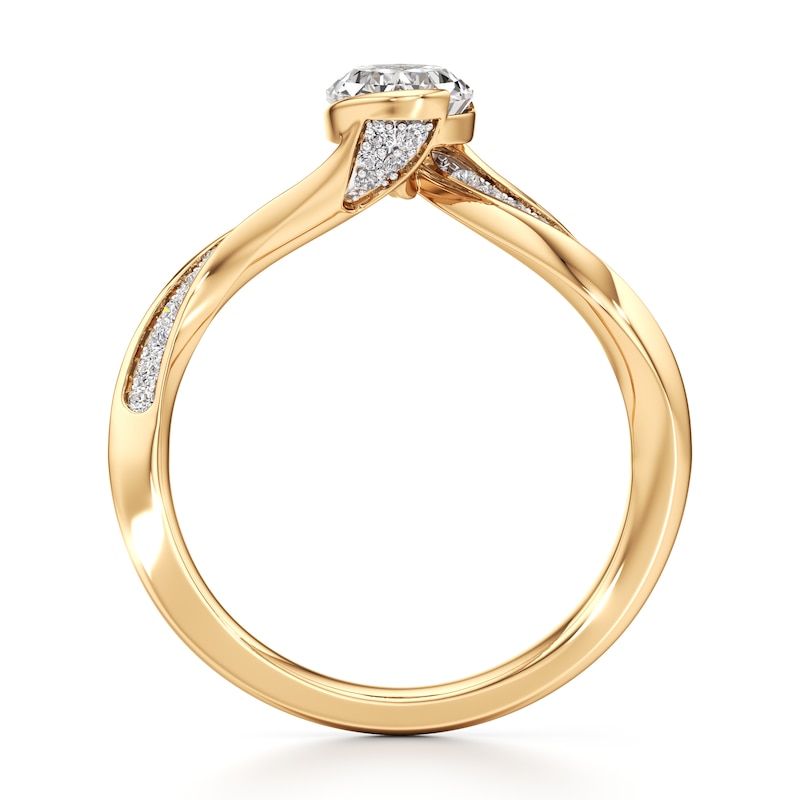 Main Image 2 of J'Lure Oval Step-Cut Lab-Grown Diamond Bypass Engagement Ring 1-1/6 ct tw 18K Yellow Gold