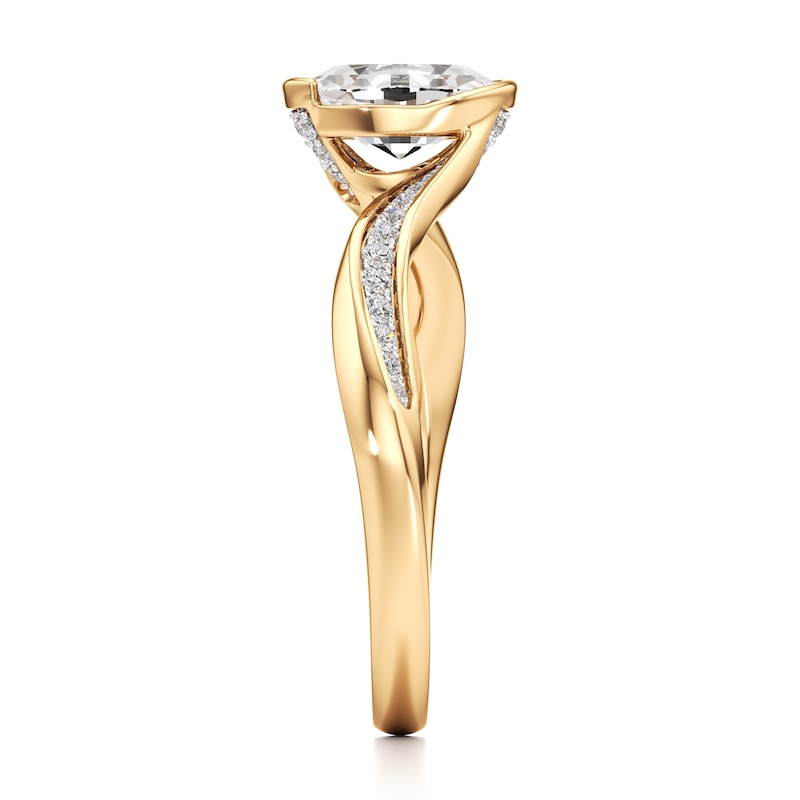 Main Image 3 of J'Lure Oval Step-Cut Lab-Grown Diamond Bypass Engagement Ring 1-1/6 ct tw 18K Yellow Gold
