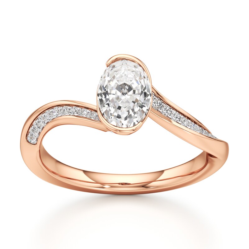 Main Image 1 of J'Lure Oval Step-Cut Lab-Grown Diamond Bypass Engagement Ring 1-1/6 ct tw 18K Rose Gold