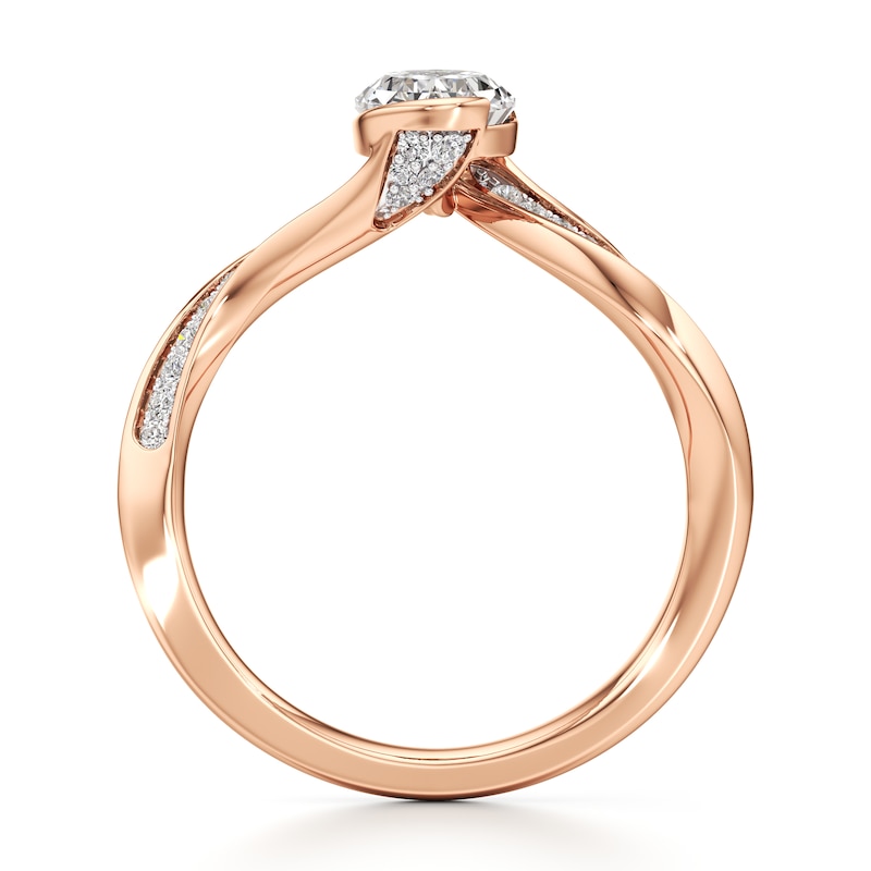 Main Image 2 of J'Lure Oval Step-Cut Lab-Grown Diamond Bypass Engagement Ring 1-1/6 ct tw 18K Rose Gold