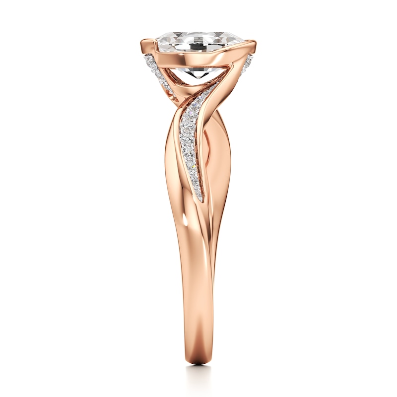 Main Image 3 of J'Lure Oval Step-Cut Lab-Grown Diamond Bypass Engagement Ring 1-1/6 ct tw 18K Rose Gold