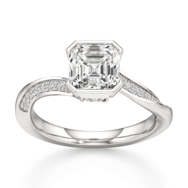 Main Image 1 of J'Lure Square-Emerald Step-Cut Lab-Grown Diamond Bypass Engagement Ring 2-1/6 ct tw 18K White Gold