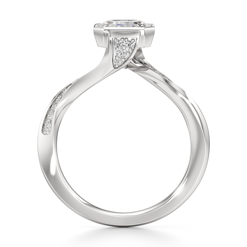 Main Image 2 of J'Lure Square-Emerald Step-Cut Lab-Grown Diamond Bypass Engagement Ring 2-1/6 ct tw 18K White Gold