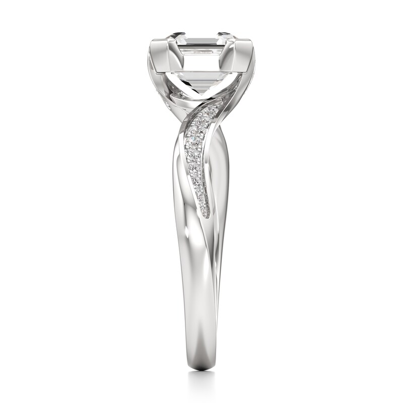 Main Image 3 of J'Lure Square-Emerald Step-Cut Lab-Grown Diamond Bypass Engagement Ring 2-1/6 ct tw 18K White Gold