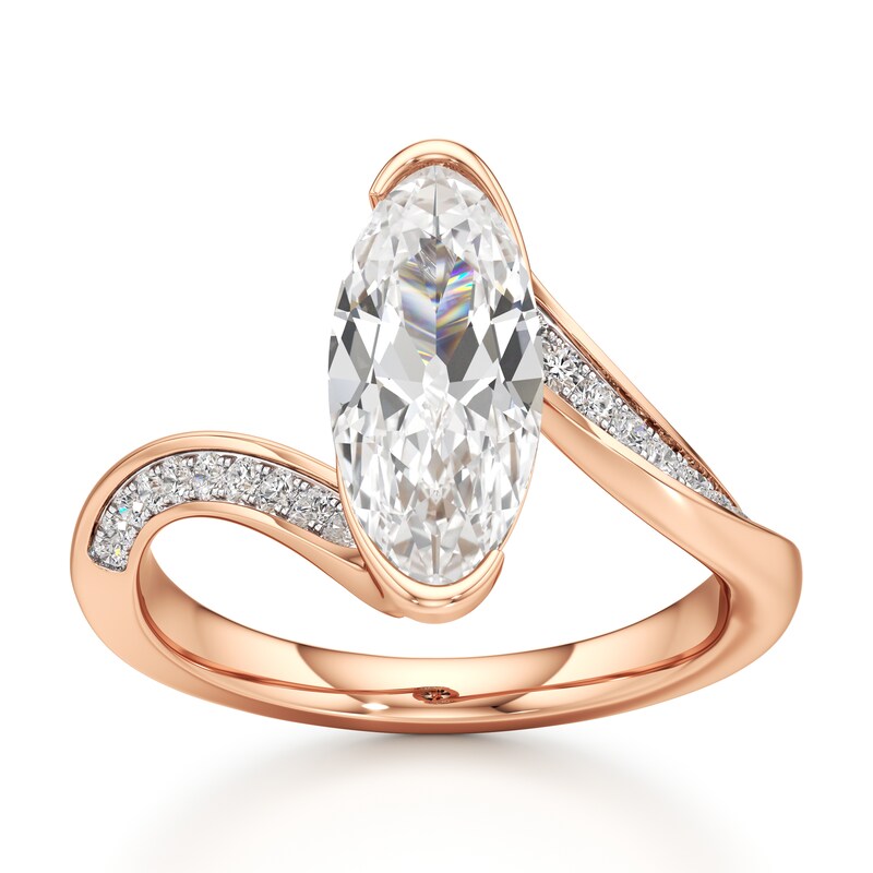 Main Image 1 of J'Lure Moval Old-Cut Lab-Grown Diamond Bypass Engagement Ring 2-1/5 ct tw 18K Rose Gold