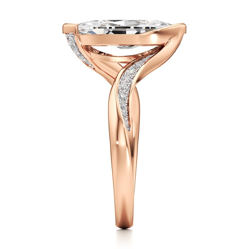 Main Image 3 of J'Lure Moval Old-Cut Lab-Grown Diamond Bypass Engagement Ring 2-1/5 ct tw 18K Rose Gold