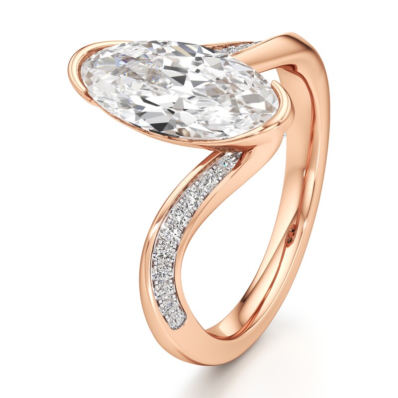 Main Image 4 of J'Lure Moval Old-Cut Lab-Grown Diamond Bypass Engagement Ring 2-1/5 ct tw 18K Rose Gold