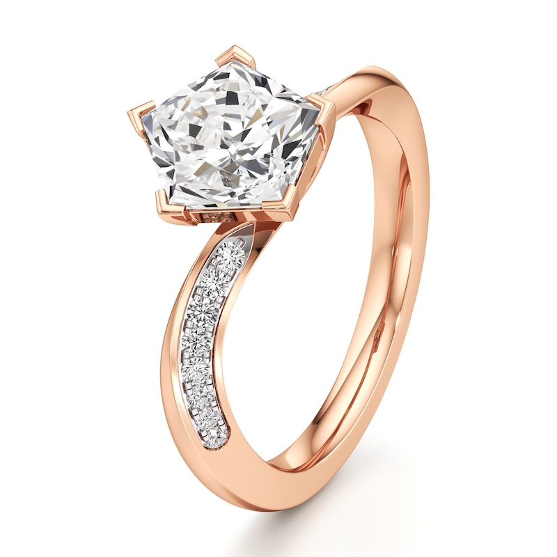Main Image 4 of J'Lure Pentagon Brilliant-Cut Lab-Grown Diamond Bypass Engagement Ring 2-1/6 ct tw 18K Rose Gold