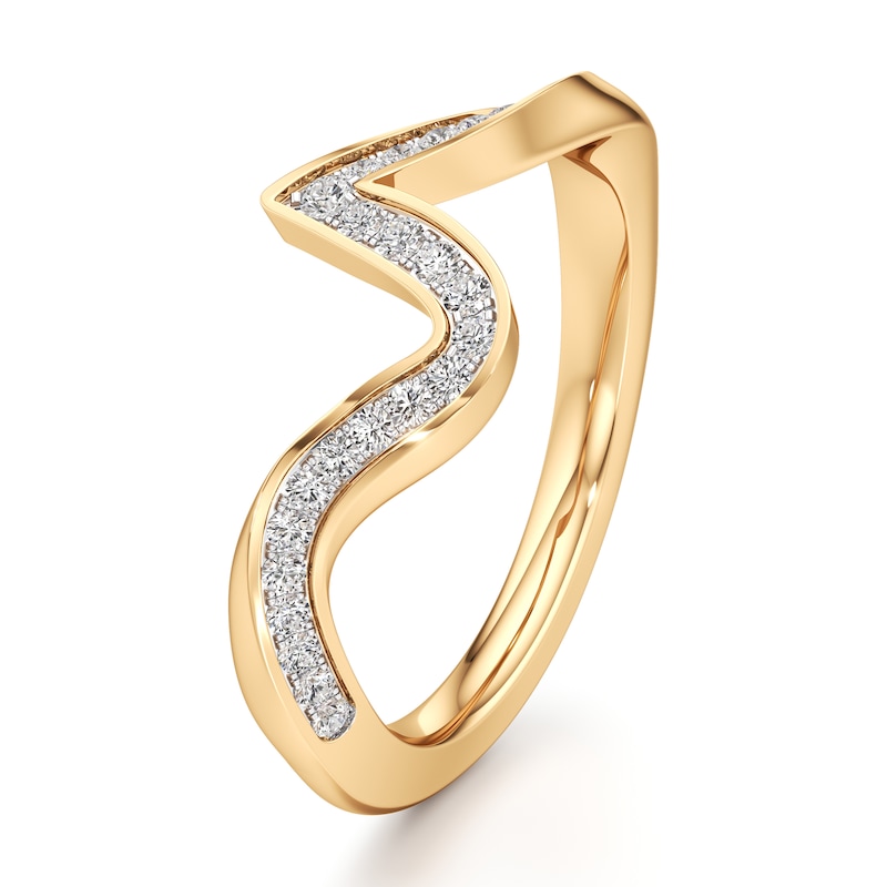 Main Image 4 of J'Lure Lab-Grown Diamond Contour Wedding Band 1/5 ct tw 18K Yellow Gold